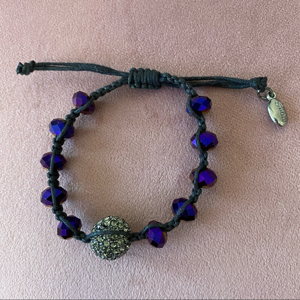 GUESS PURPLE BEADED ROPE BRACELET - Picture 2 of 7